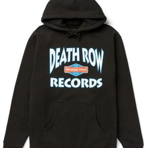 Happy Dad Death Row Records Hoodie Black Pullover Hip Hop Streetwear
